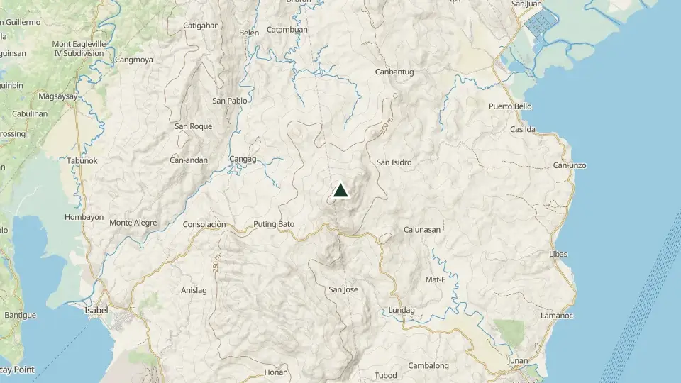 Topographic map of the area around the Mt. Magsanga summit