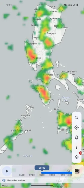 Rain radar with a scrubbable timeline